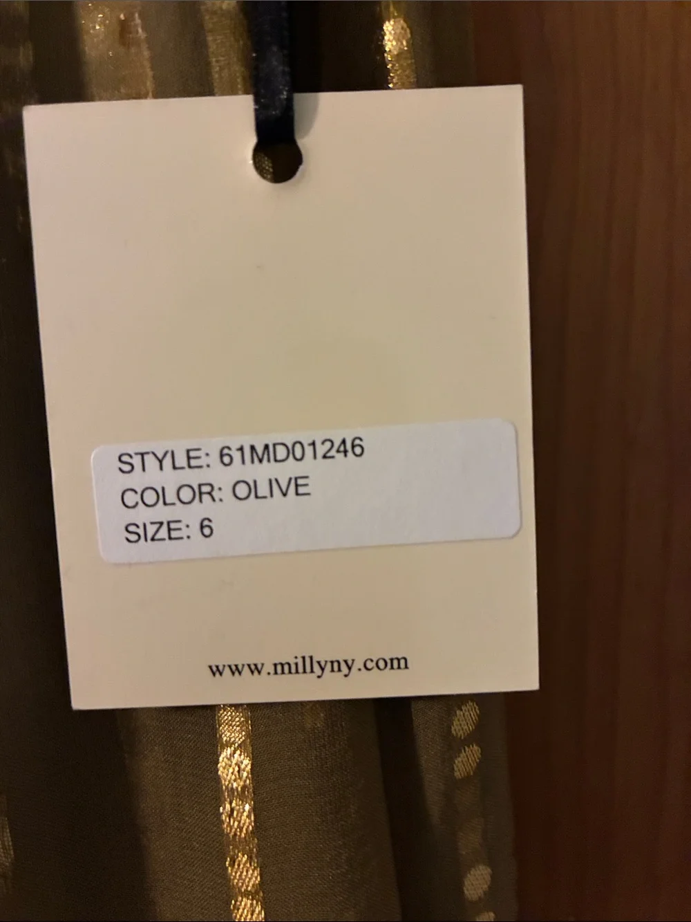 Milly Olive Green Dress with Gold Sequin Stripes